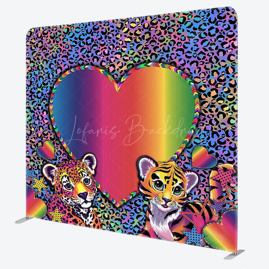 Lofaris Colorful Leopard Print Heart Pillow Case Backdrop