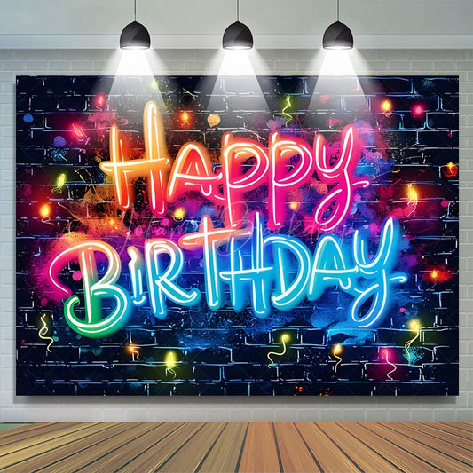 Lofaris Colorful Light Black Bricks Wall Birthday Backdrop