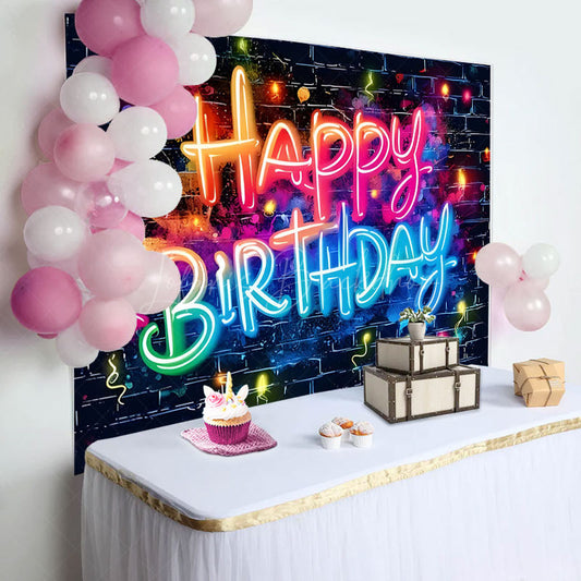 Lofaris Colorful Light Black Bricks Wall Birthday Backdrop