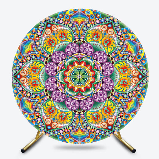 Lofaris Colorful Mandala Floral Round Ethiopian Backdrop