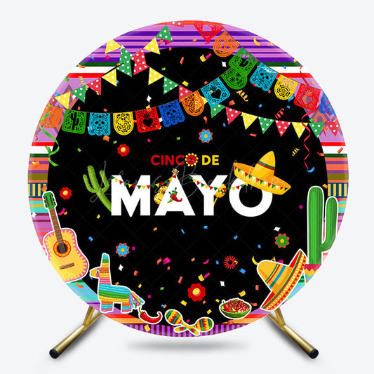 Lofaris colorful Mexican cinco de mayo round party backdrop