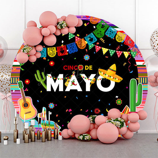 Lofaris colorful Mexican cinco de mayo round party backdrop