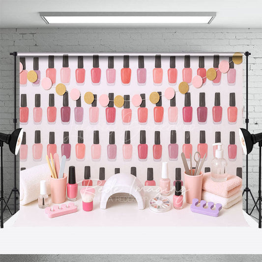 Lofaris Colorful Nail Salon Girls Cake Smash Photo Backdrop