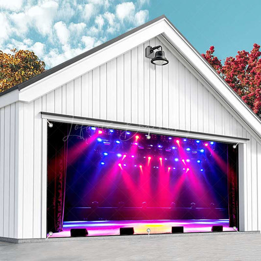 Lofaris Colorful Neon Floodlits Stage Garage Door Banner