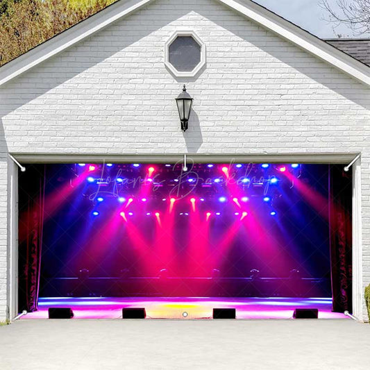 Lofaris Colorful Neon Floodlits Stage Garage Door Banner