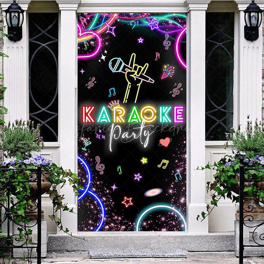 Lofaris Colorful Neon Microphone Karaoke Party Door Cover