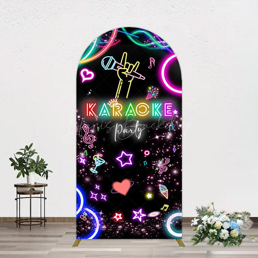 Lofaris Colorful Neon Musical Karaoke Party Arch Backdrop