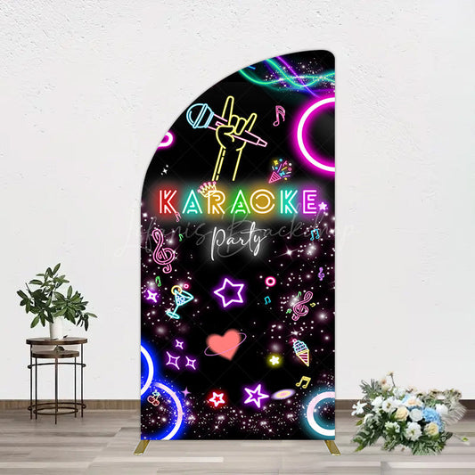 Lofaris Colorful Neon Musical Karaoke Party Half Moon Arch Backdrop