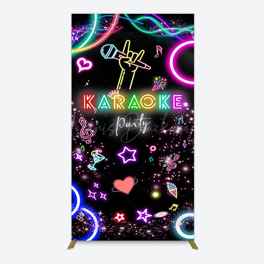 Lofaris Colorful Neon Musical Karaoke Party Rectangle Backdrop