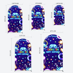 Lofaris Colorful Neon Stars Game On Birthday Arch Backdrop