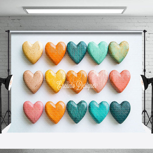 Lofaris Colorful Oil Painted Hearts Valentines Day Backdrop
