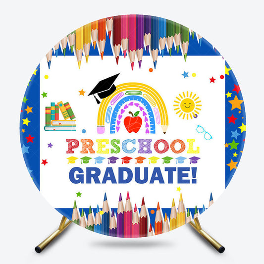 Lofaris Colorful Paint Pen Preschool Graduate Round Backdrop