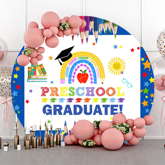 Lofaris Colorful Paint Pen Preschool Graduate Round Backdrop