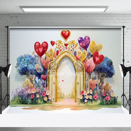 Lofaris Colorful Painted Arch Floral Valentines Day Backdrop