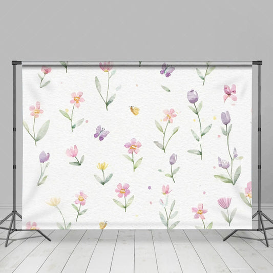 Lofaris Colorful Painted Floral Butterfly Cake Smash Backdrop