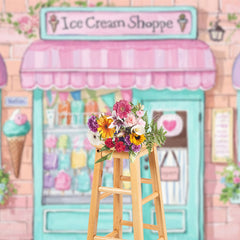 Lofaris Colorful Painted Ice Cream Shoppe Cake Smash Backdrop
