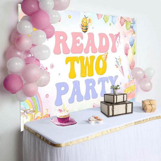 Lofaris Colorful Painted Reay Two Party Birthday Backdrop
