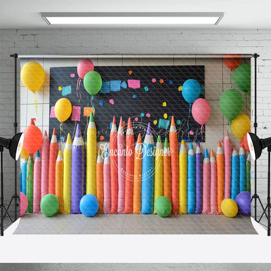 Lofaris Colorful Pens Chalkboard Back To School Backdrop