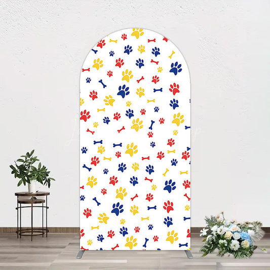 Lofaris Colorful Pet Paw Print Happy Birthday Arch Backdrop