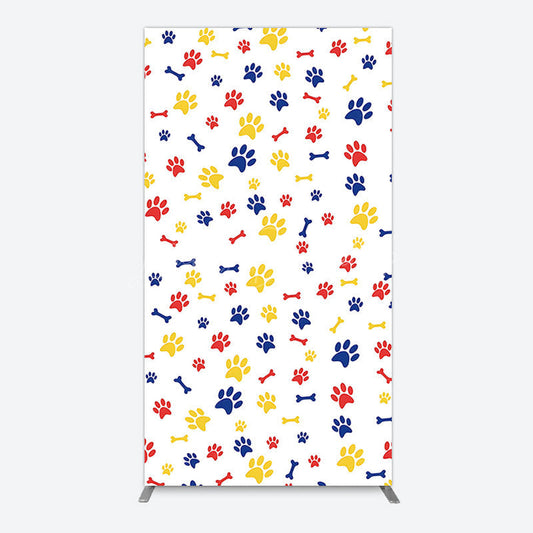 Lofaris Colorful Pet Paw Print Happy Birthday Rectangle Backdrop