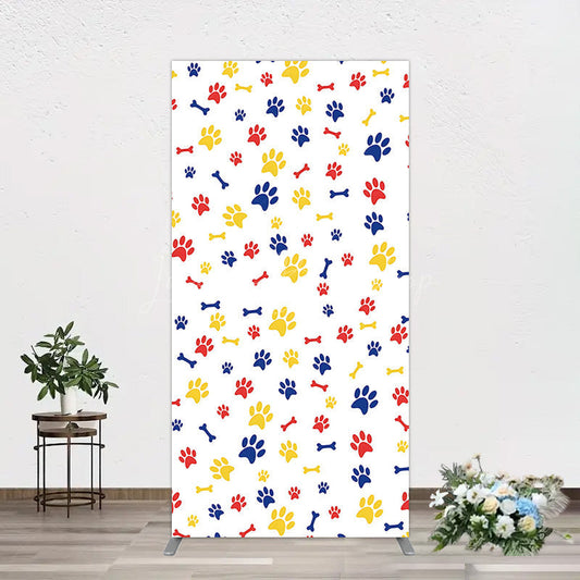 Lofaris Colorful Pet Paw Print Happy Birthday Rectangle Backdrop