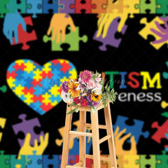 Lofaris Colorful Puzzle Hands Heart Autism Awareness Backdrop