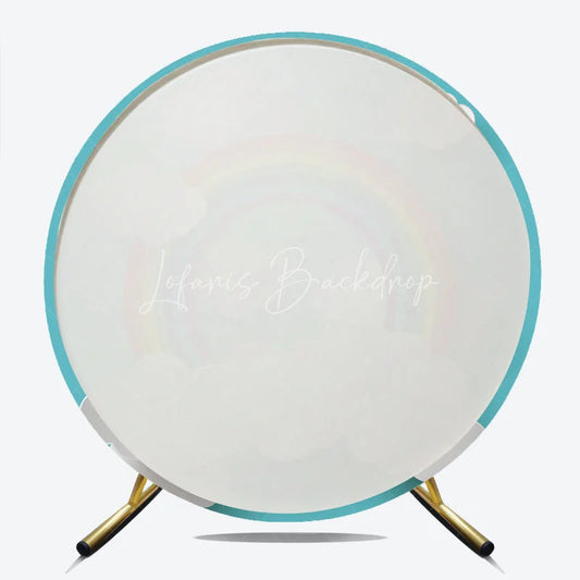 Lofaris Colorful Rainbow and Fluffy Clouds Round Backdrop Vibrant Blue Sky Theme for Baby Shower Birthday Party