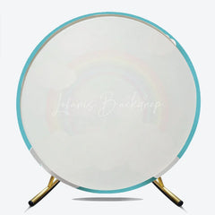 Lofaris Colorful Rainbow and Fluffy Clouds Round Backdrop Vibrant Blue Sky Theme for Baby Shower Birthday Party