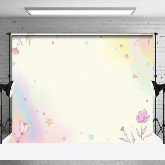 Lofaris Colorful Rainbow Floral Cake Smash Photo Backdrop