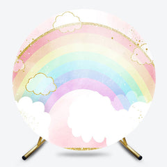 Lofaris Colorful Rainbow Glitter Round Birthday Backdrop