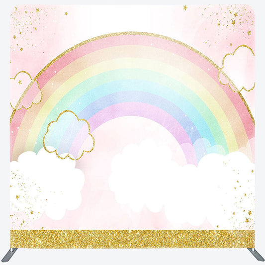 Lofaris Colorful Rainbow Gold Glitter Pillow Case Backdrop
