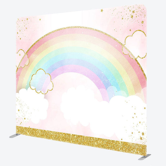Lofaris Colorful Rainbow Gold Glitter Pillow Case Backdrop