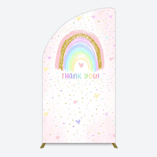 Lofaris Colorful Rainbow Love Rain Birthday Half Moon Arch Backdrop