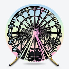 Lofaris Colorful Rainbow Sunset Ferris Wheel Round Backdrop