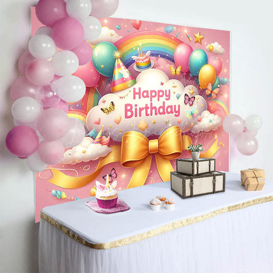 Lofaris Colorful Rainbow Wonderland Sparkle Birthday Backdrop
