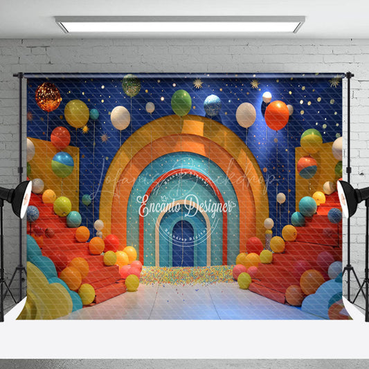 Lofaris Colorful Rainbow Wonderland Star Cake Smash Backdrop
