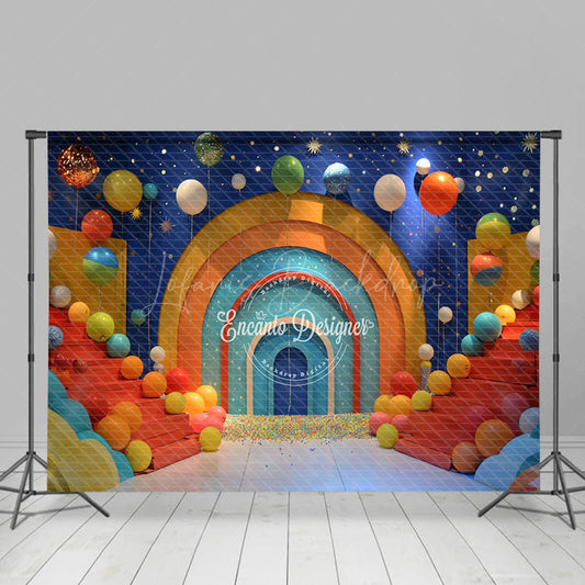 Lofaris Colorful Rainbow Wonderland Star Cake Smash Backdrop