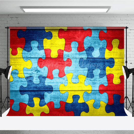 Lofaris Colorful Retro Puzzles Autism Awareness Backdrop