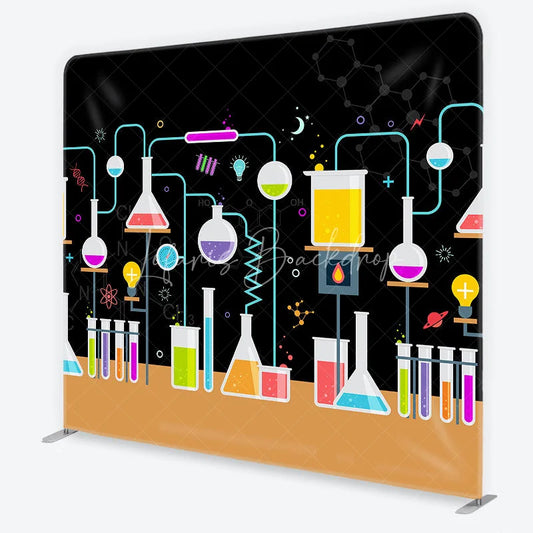 Lofaris Colorful Science Lab Chemistry Experiment Square Double-Sided Backdrop Fun Party and Photo Booth Decor