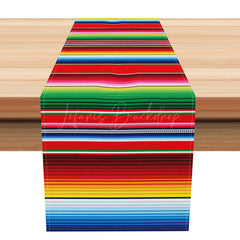Lofaris Colorful Serape Stripe Table Runner for Mexican Fiesta Cinco de Mayo Carnival Taco Tuesday Party Decoration