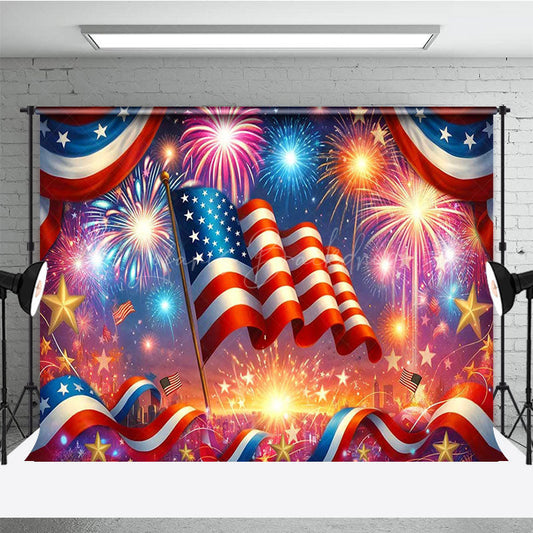 Lofaris Colorful Sparkle Usa Flag Independence Day Backdrop