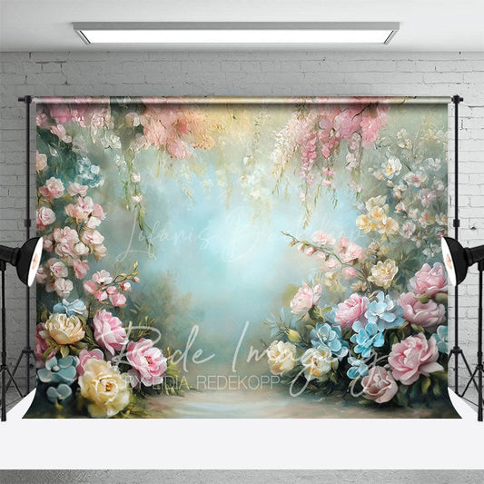 Lofaris Colorful Spring Pastel Florals Photography Backdrop