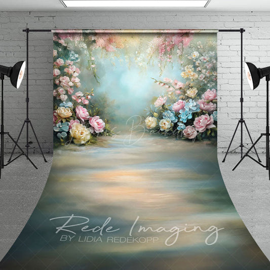 Lofaris Colorful Spring Pastel Florals Sweep Photo Backdrop