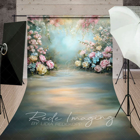 Lofaris Colorful Spring Pastel Florals Sweep Photo Backdrop