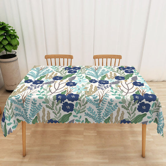 Lofaris Colorful Spring Plants Rectangle Tablecloth for Botanical Garden Party and Vibrant Kitchen Decor