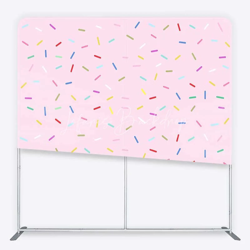 Lofaris Colorful Sprinkles Tension Fabric Backdrop Pink Sweet One Birthday and Cake Smash Party Decoration