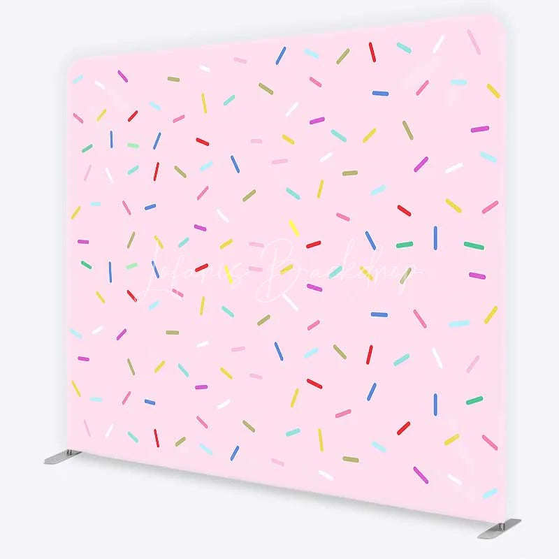 Lofaris Colorful Sprinkles Tension Fabric Backdrop Pink Sweet One Birthday and Cake Smash Party Decoration