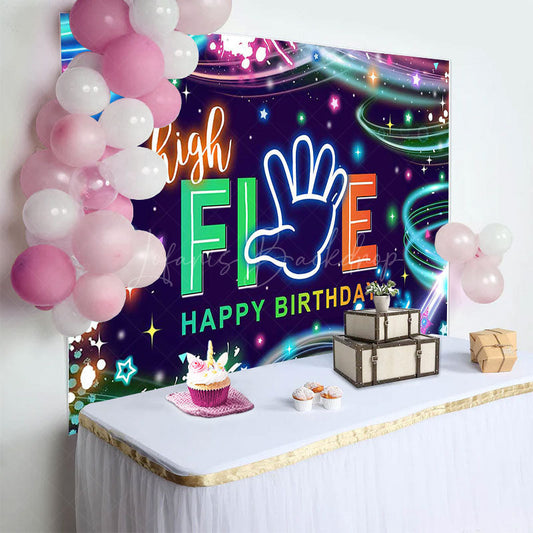 Lofaris Colorful Starry High Five Happy Birthday Backdrop