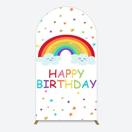 Lofaris Colorful Stars Rainbow Cloud Birthday Arch Backdrop