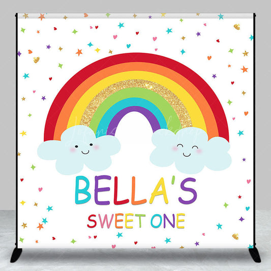 Lofaris Colorful Stars Rainbow Sweet One Custom Name Backdrop